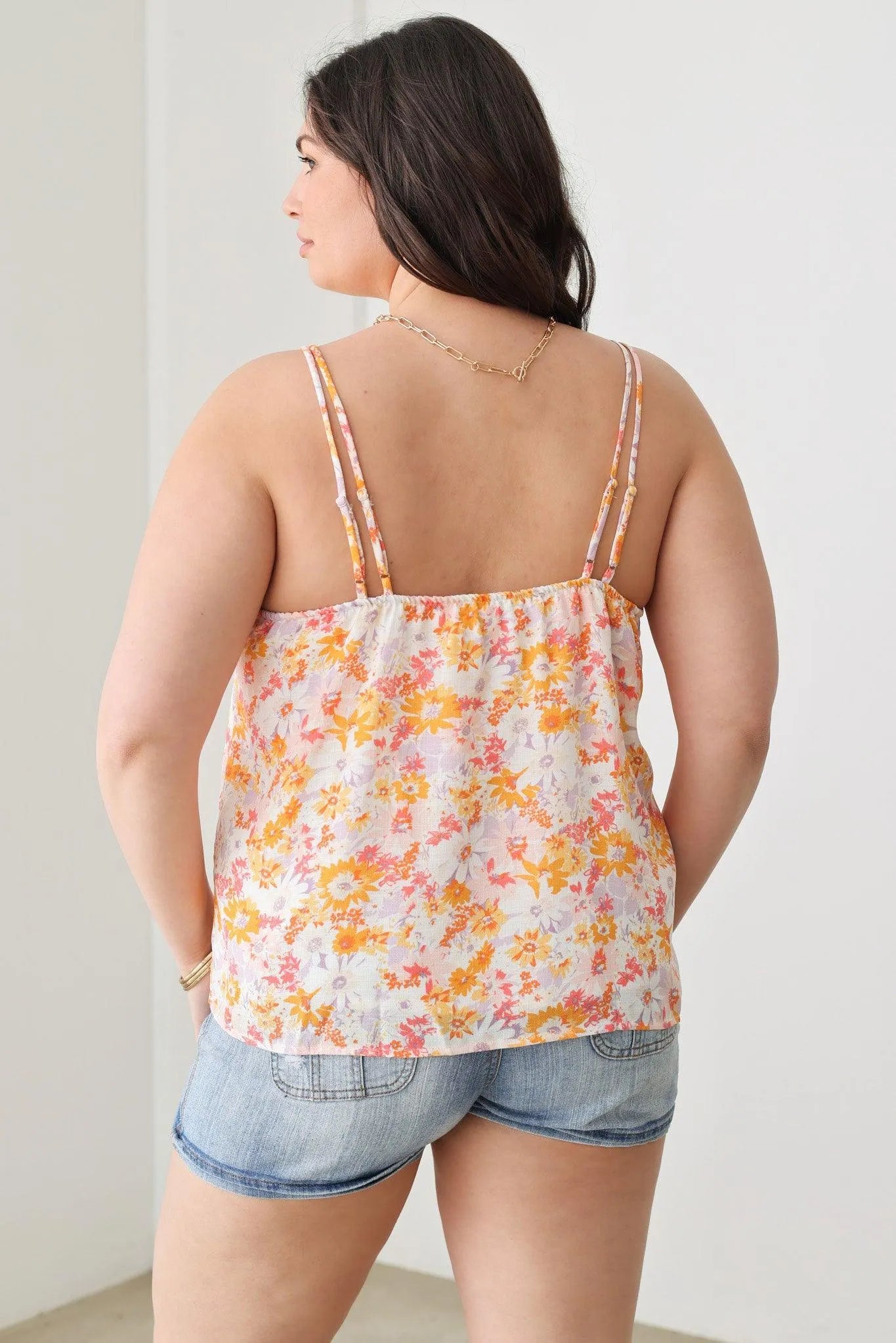 Floral Print Double Adjustable Strap Plus Size Top - Tasha Apparel Wholesale