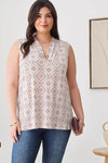 Plus Size Paisley Print Sleeveless V-Neckline Tops - Tasha Apparel Wholesale