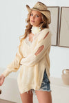 Lace V-Neck Side Slits Cut Out Sleeve Sweater - Tasha Apparel Wholesale
