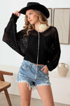 V-Neck Long Sleeve Open Back Crochet Sweater Top - Tasha Apparel Wholesale