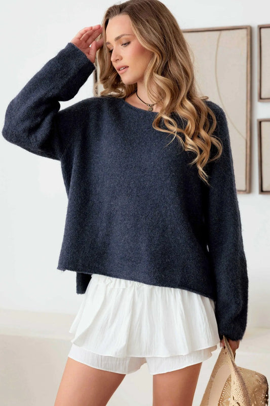 Relax Fit Long Raglan Sleeve Sweater - Tasha Apparel Wholesale