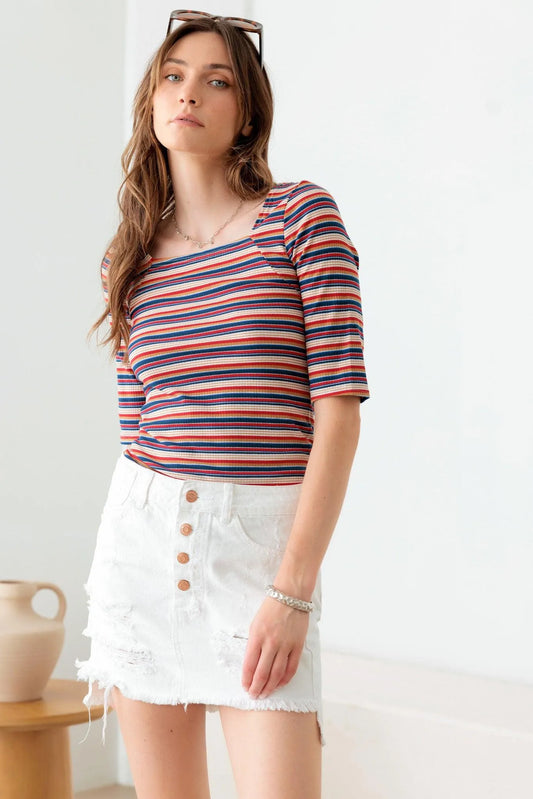 White Distressed Gold Button Mini Denim Skirt - Tasha Apparel Wholesale
