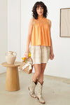 Boho Ruffle Shirred Pintuck Detail Front Tie Mini Skirt - Tasha Apparel Wholesale