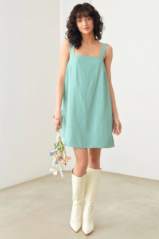 A-line Texture Over size Two Side Pocket Mini Dress - Tasha Apparel Wholesale