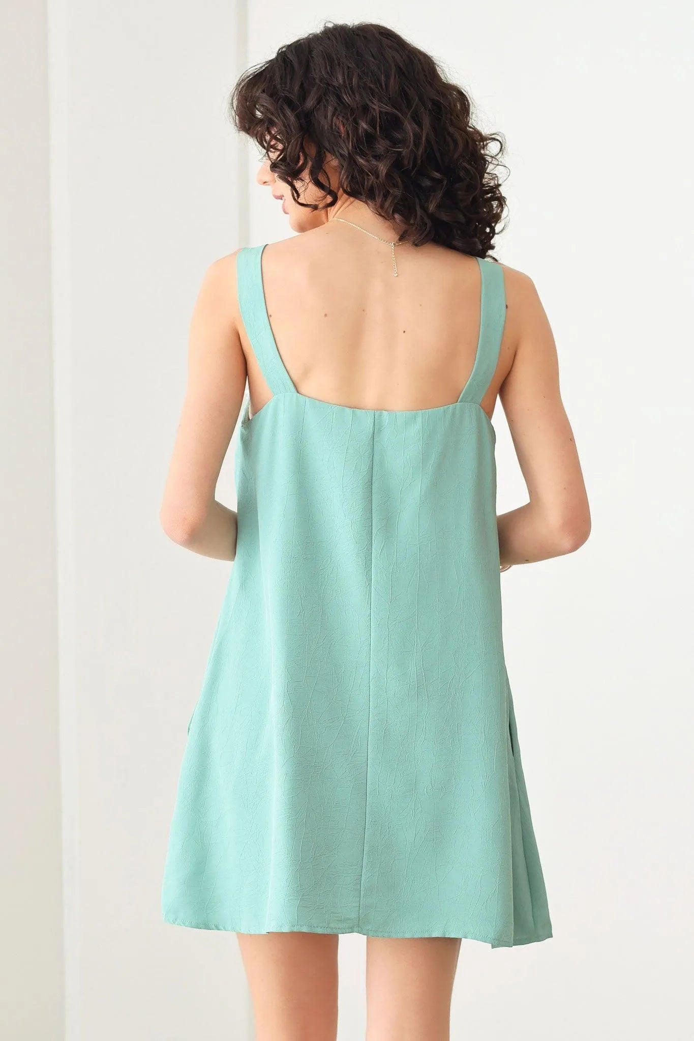 A-line Texture Over size Two Side Pocket Mini Dress - Tasha Apparel Wholesale
