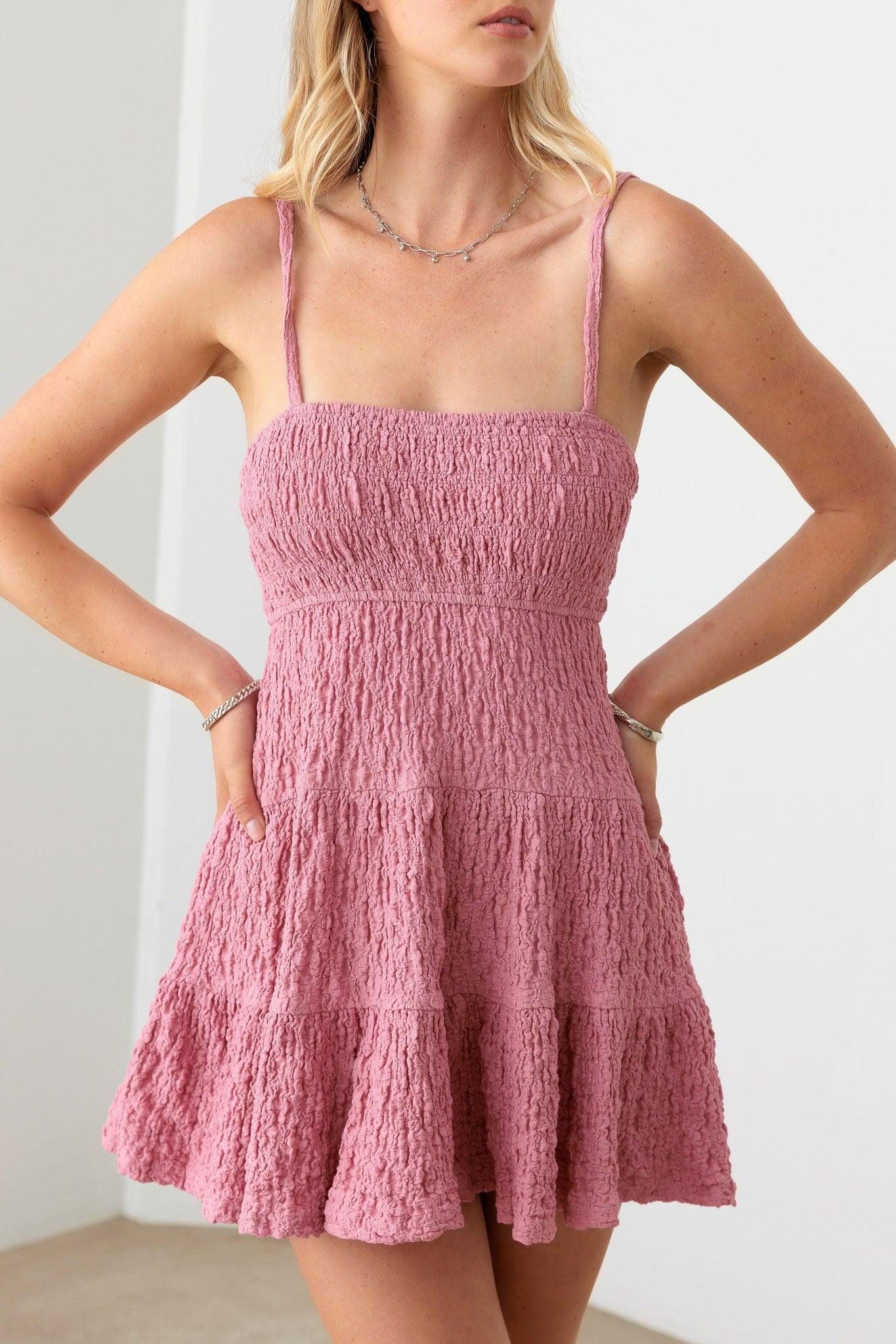 Smocked Tiered Ruffle Babydoll Mini Dress - Tasha Apparel Wholesale