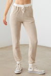 Drawstring Cream Trim Soft Jogger Pants - Tasha Apparel Wholesale