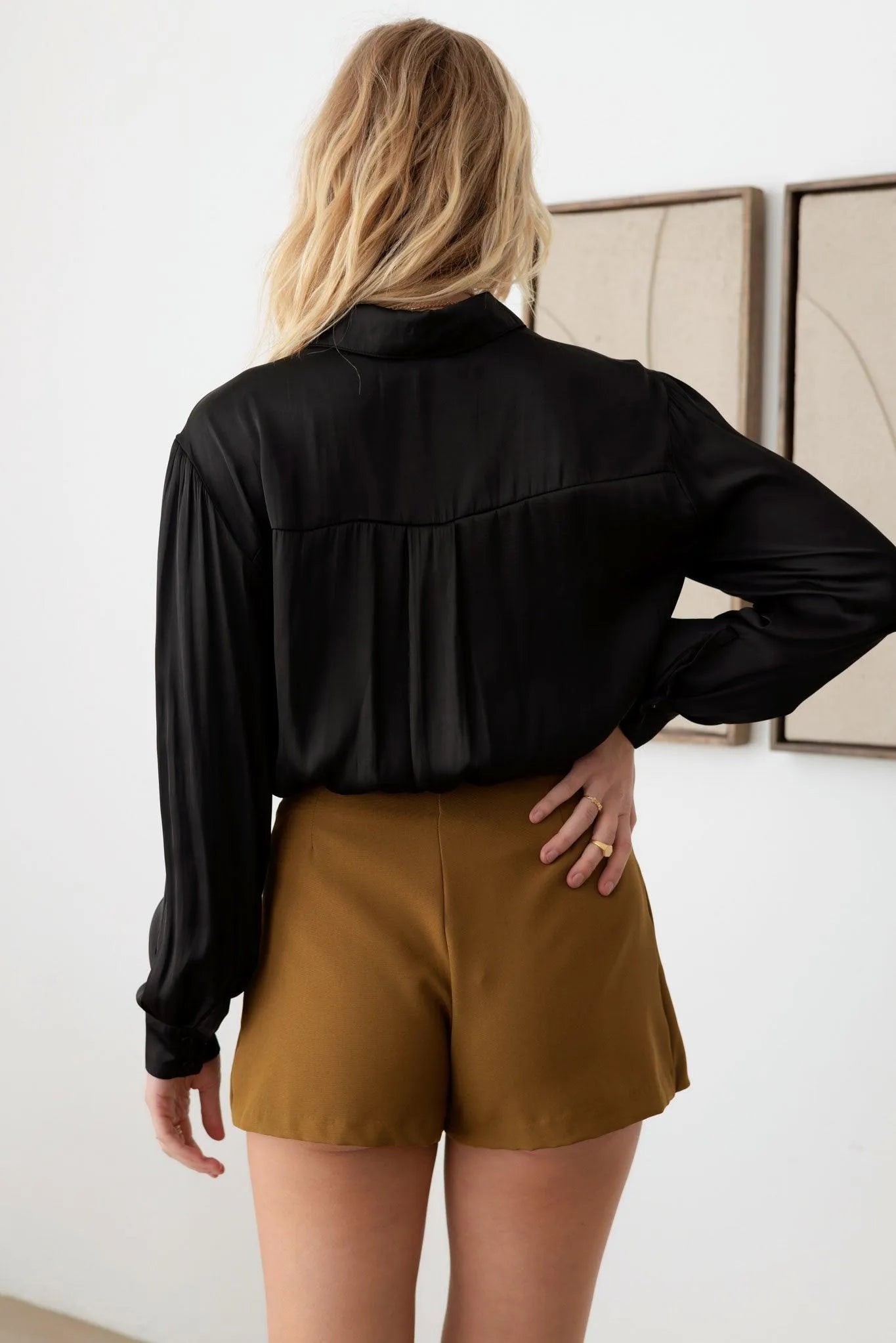 Satin V-Neck Shirts Bodysuit - Tasha Apparel Wholesale