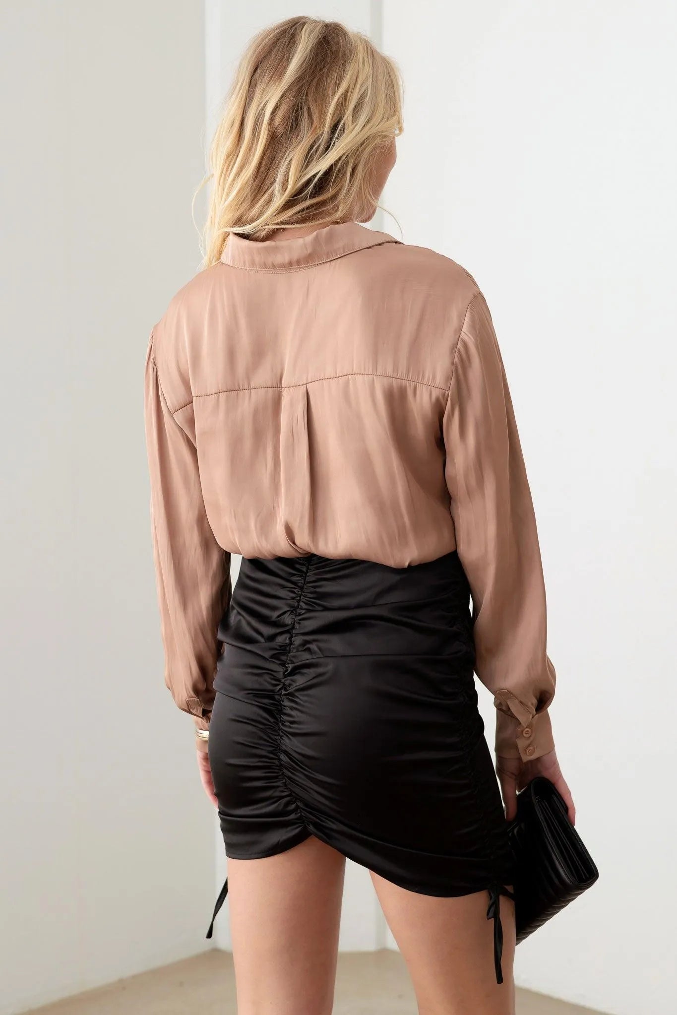 Satin V-Neck Shirts Bodysuit - Tasha Apparel Wholesale