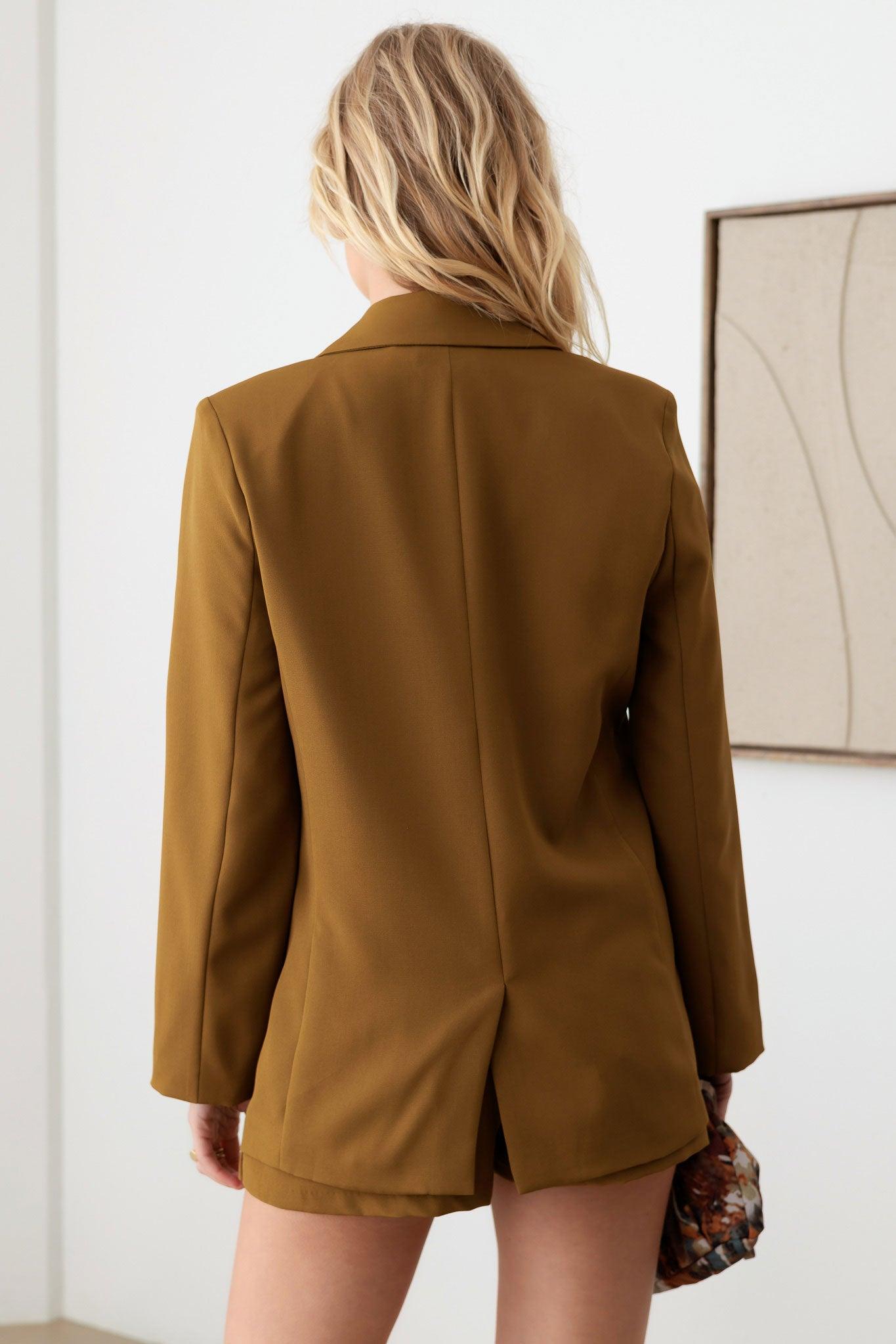 Oversized Three Front Pocket Tailored Blazer Jacket - Tasha Apparel Wholesale