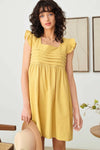 Ruffle Cap Sleeve Pleated Bust A-Line Babydoll Mini Dress - Tasha Apparel Wholesale