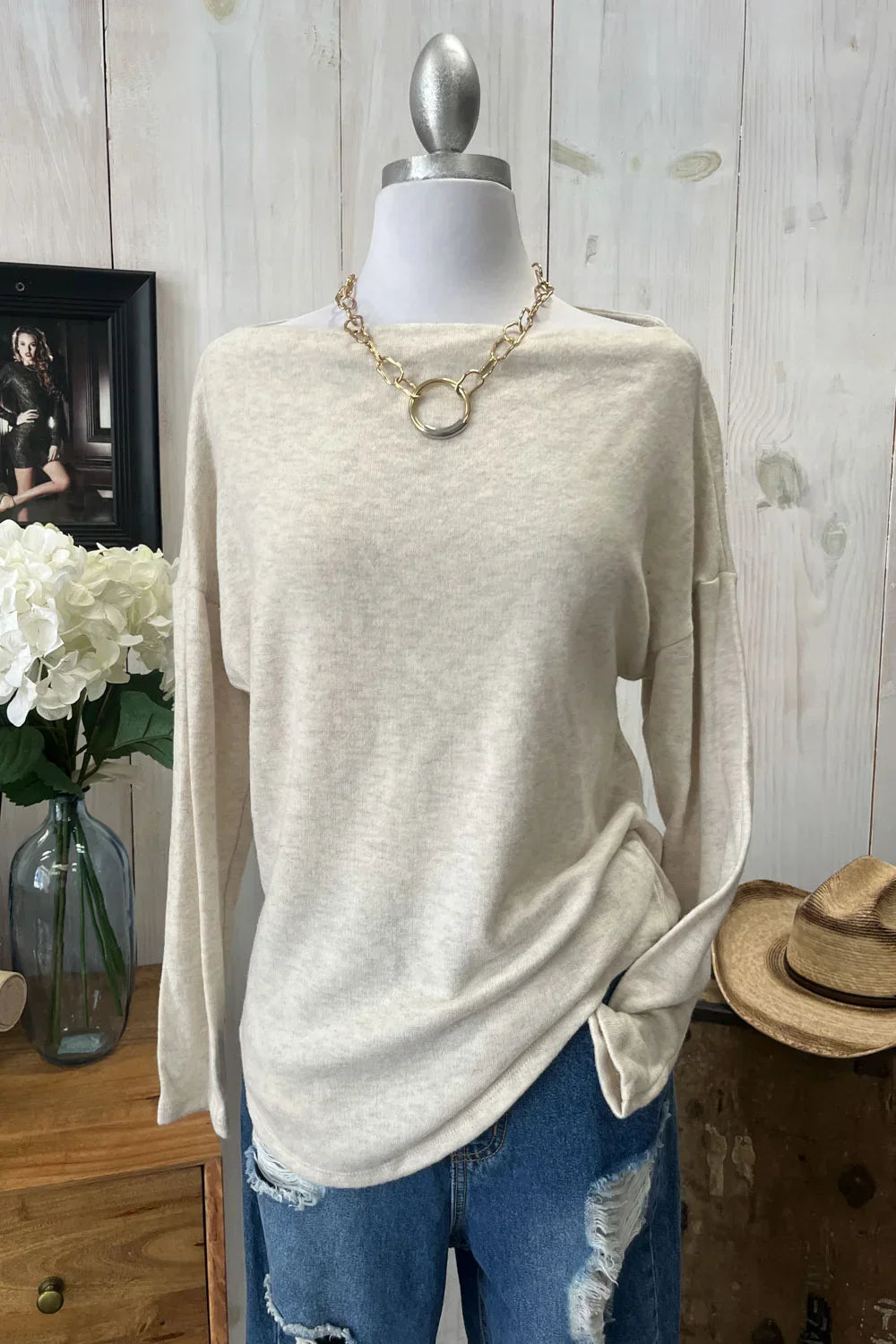 Cozy Oversized Long Sleeve Soft Knit Crew Neck Casual Top - Tasha Apparel Wholesale
