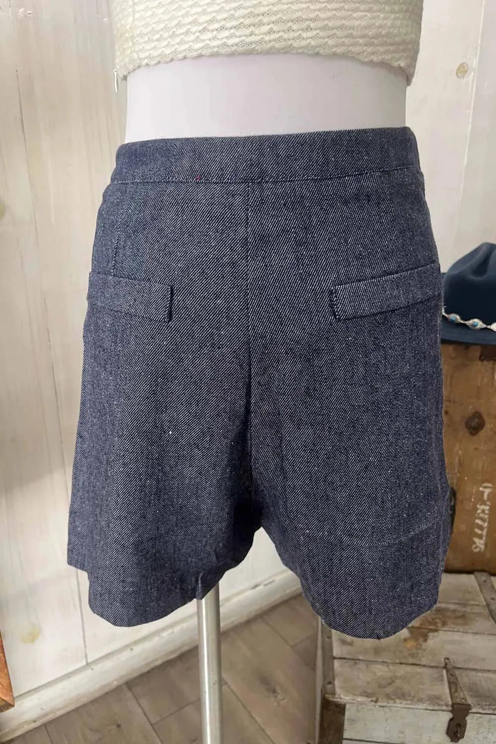 High Waisted Button Detail Tailored Summer Denim Fashion Shorts