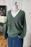 Soft V-Neck Pullover Cozy Knit Long Sleeve Casual Sweater