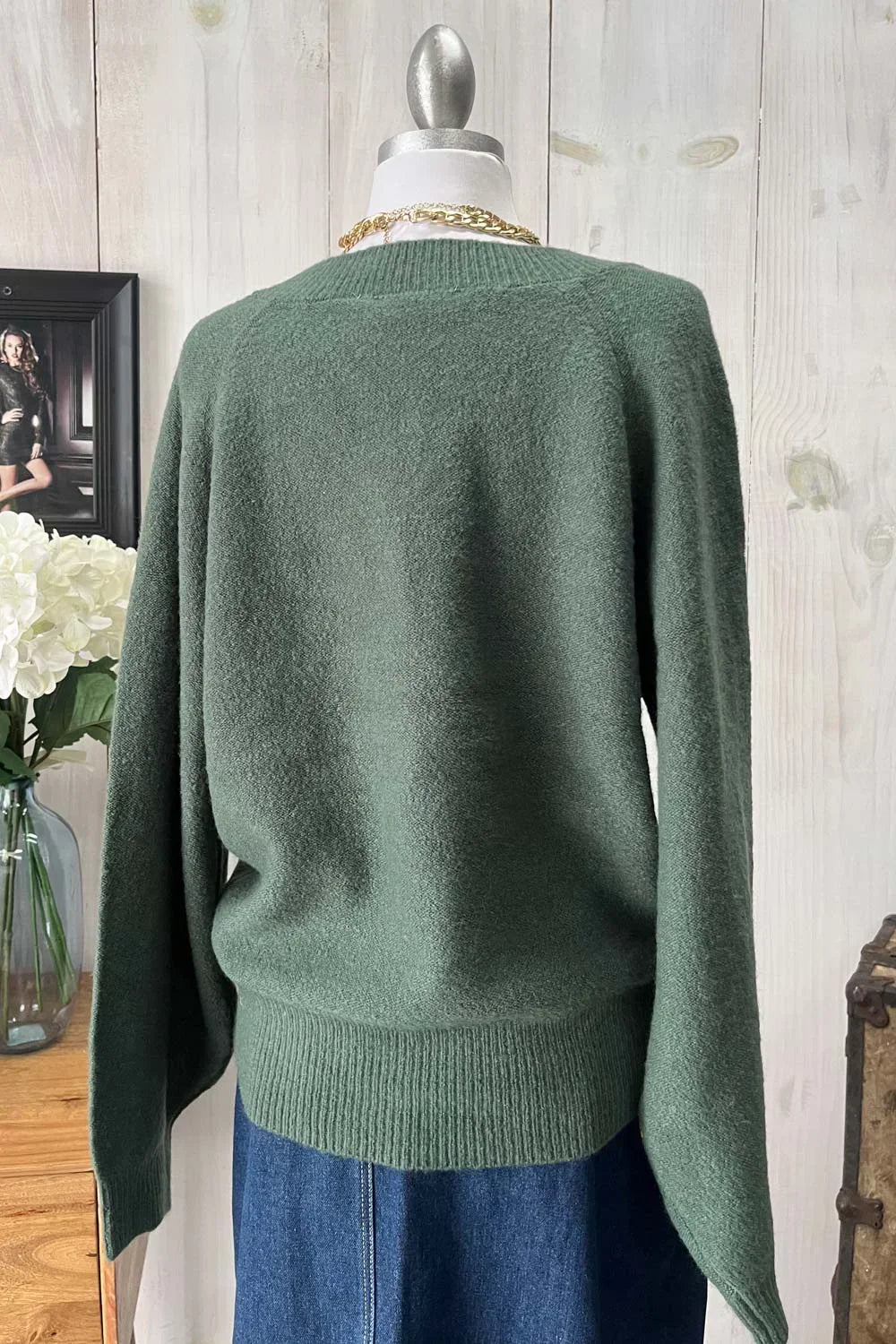 Soft V-Neck Pullover Cozy Knit Long Sleeve Casual Sweater - Tasha Apparel Wholesale