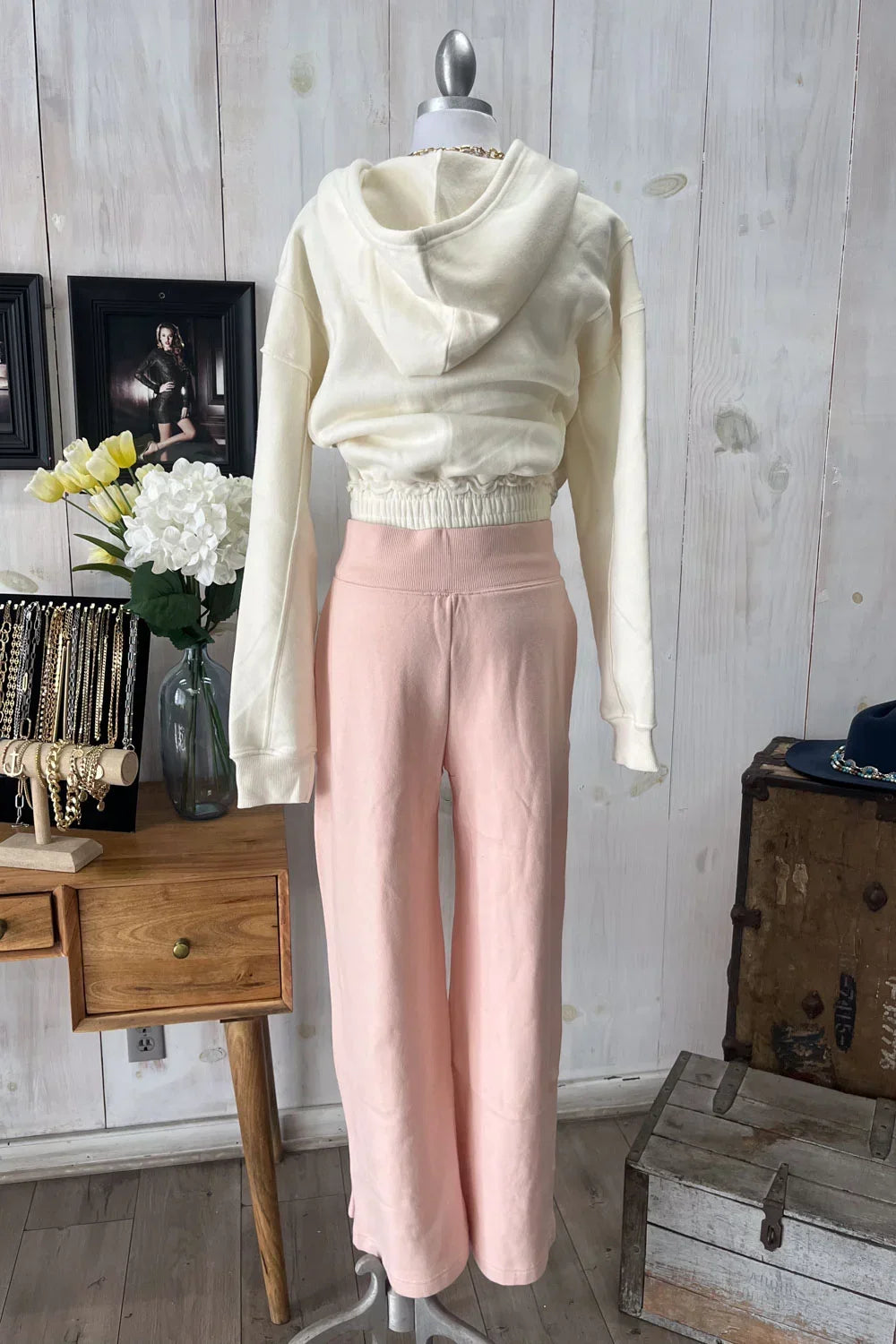 Wide Leg Drawstring Soft Side Slit Lounge Pants Sweatpants