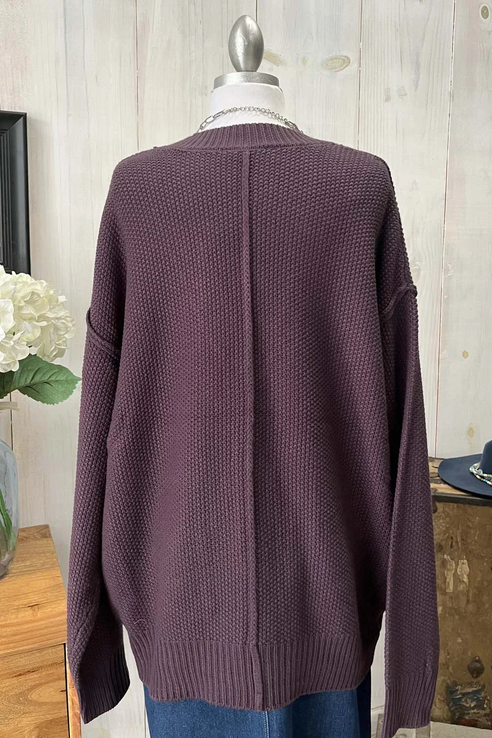 Oversized Button Front Chunky Knit Long Sleeve V-Neck Cardigan Sweater