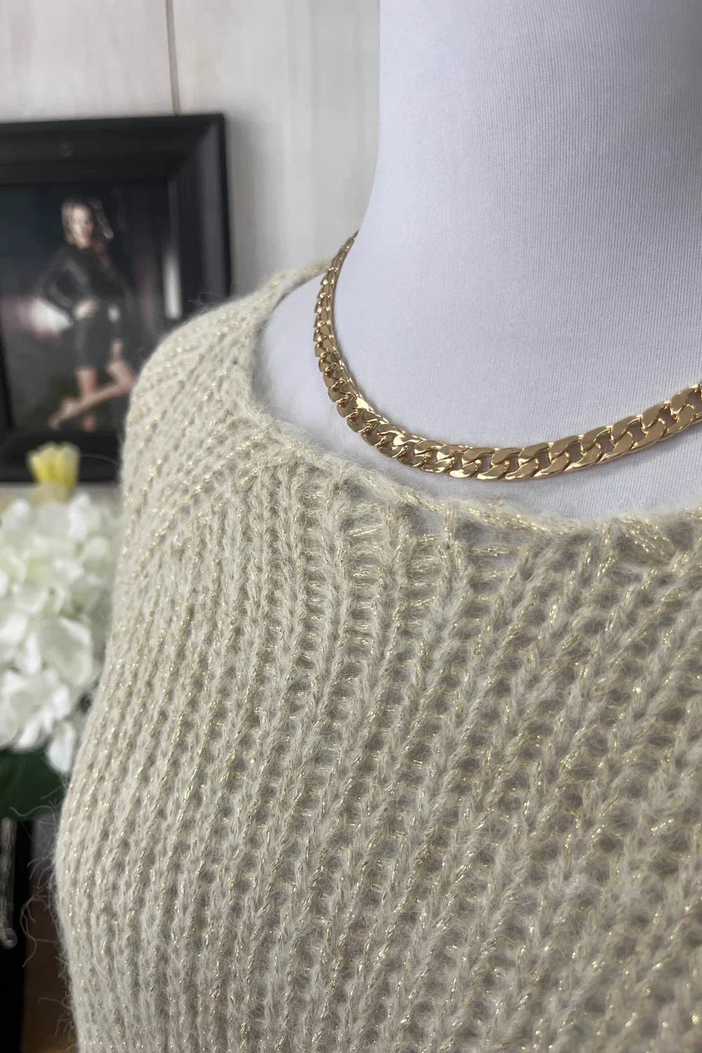 Cozy Oversized Chunky Knit Crew Neck Long Bell Sleeve Sweater