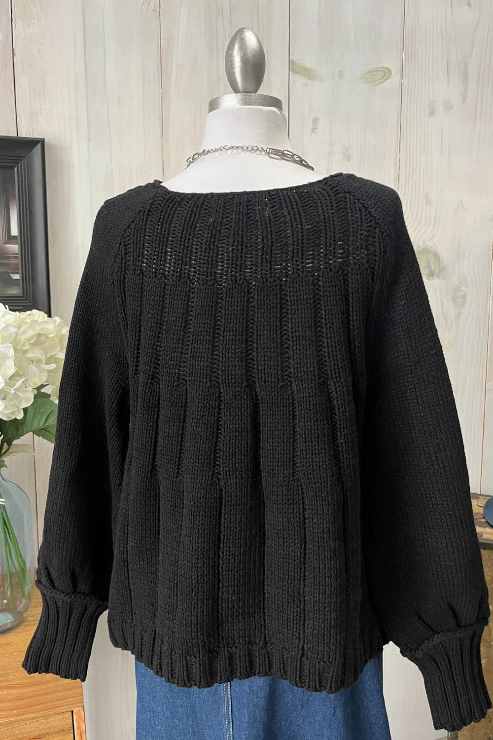 Cable Knit Long Sleeve Scoop Neck Sweater - Tasha Apparel Wholesale