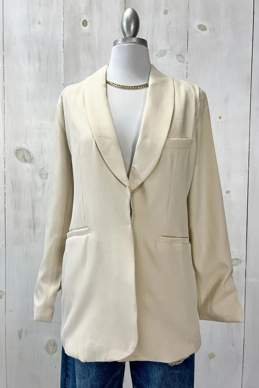 Tie Waist Shawl Collar Single Button Long Sleeve Professional Boutique Fashion Blazer - Tasha Apparel Wholesale