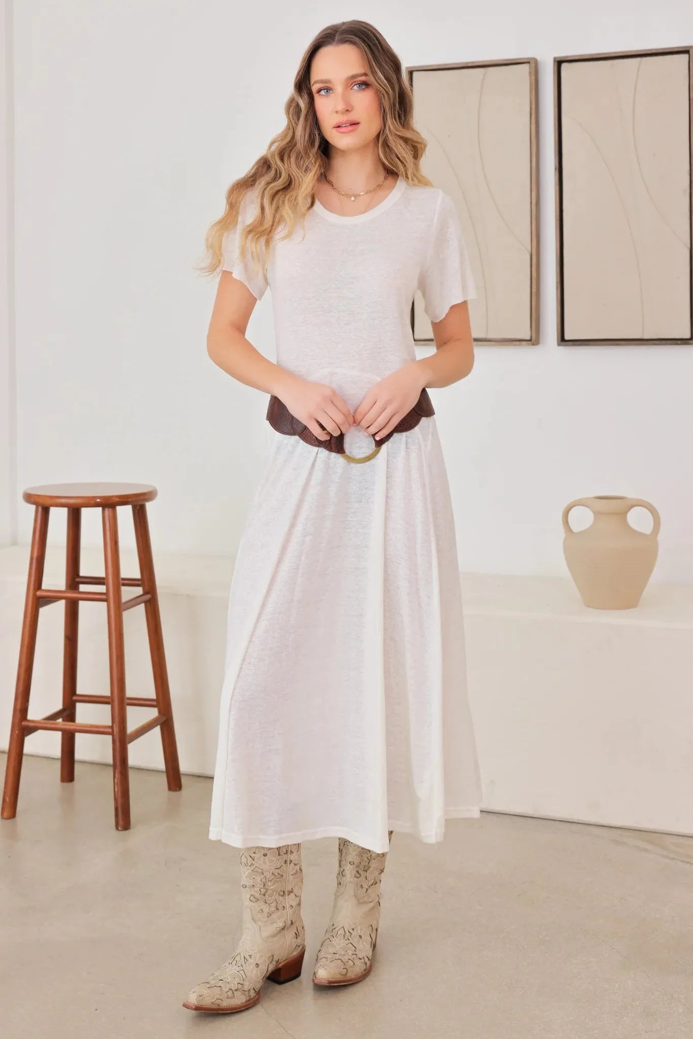 Lightweight See-Through Open Back Cotton Midi Maxi Dress White / S-M-L/1-4-1 Lightweight See-Through Open Back Cotton Midi Maxi Dress White / S-M-L/1-4-1