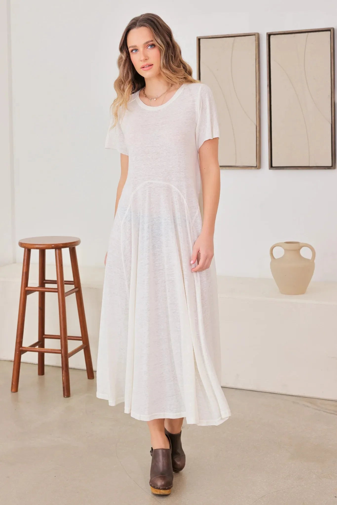 Lightweight See-Through Open Back Cotton Midi Maxi Dress
