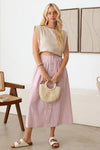 Patio Stripe Button Down Maxi Skirt - Tasha Apparel Wholesale