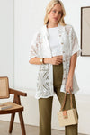 Floral Lace Button Down Short Sleeve Shirt - Tasha Apparel Wholesale