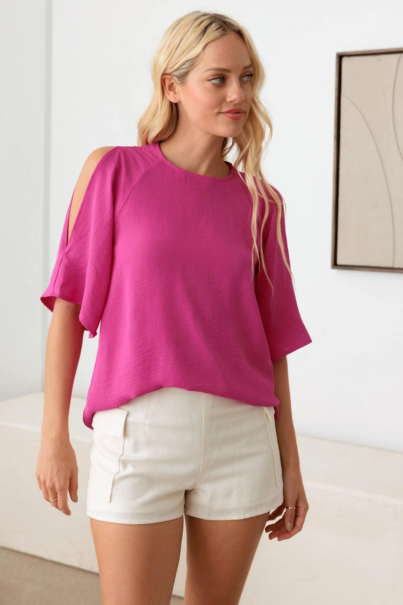 Cold Shoulder Open Back Cold Shoulder Top - Tasha Apparel Wholesale