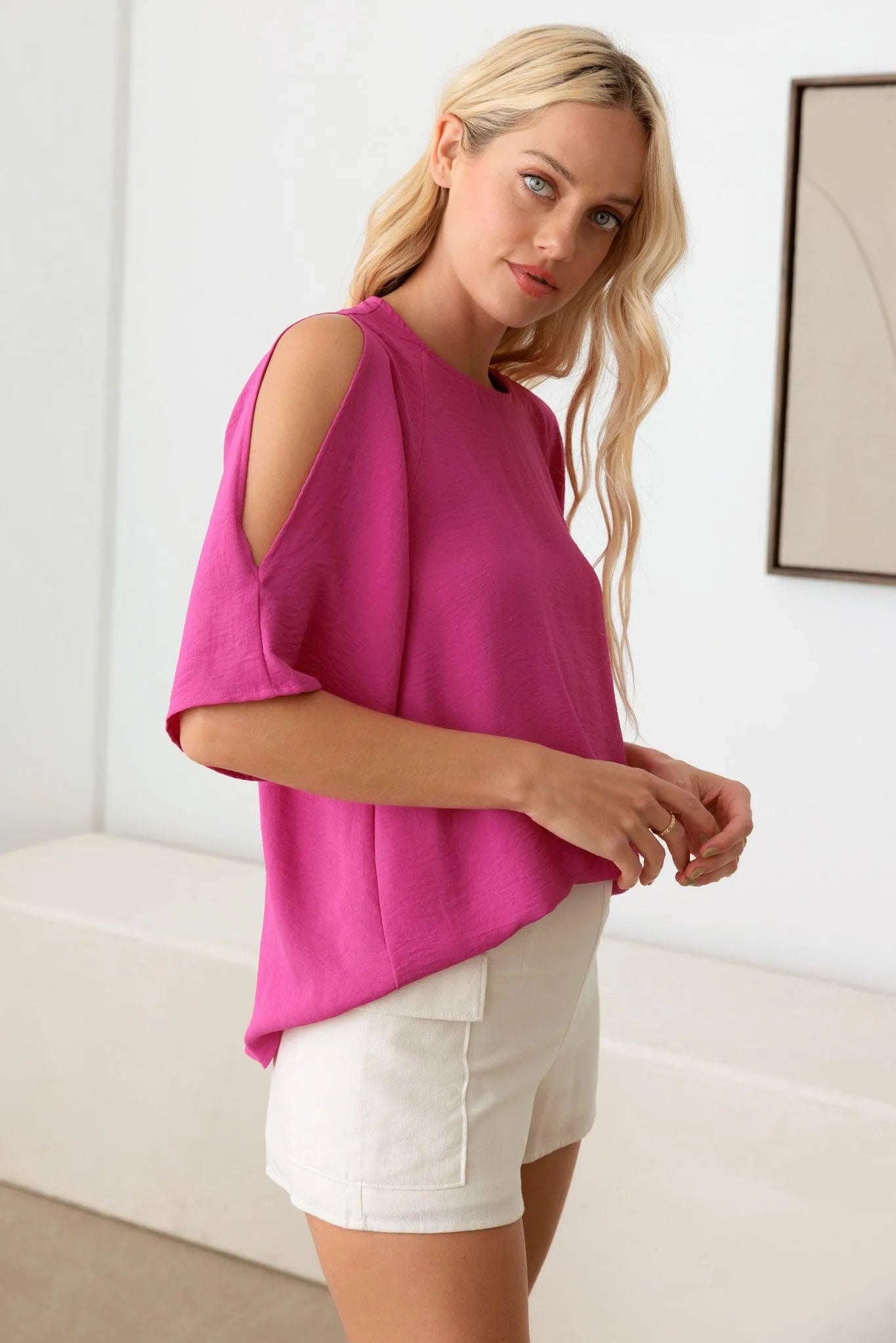 Cold Shoulder Open Back Cold Shoulder Top - Tasha Apparel Wholesale