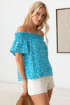 Off Shoulder Smocking Band Ditsy Print Top - Tasha Apparel Wholesale