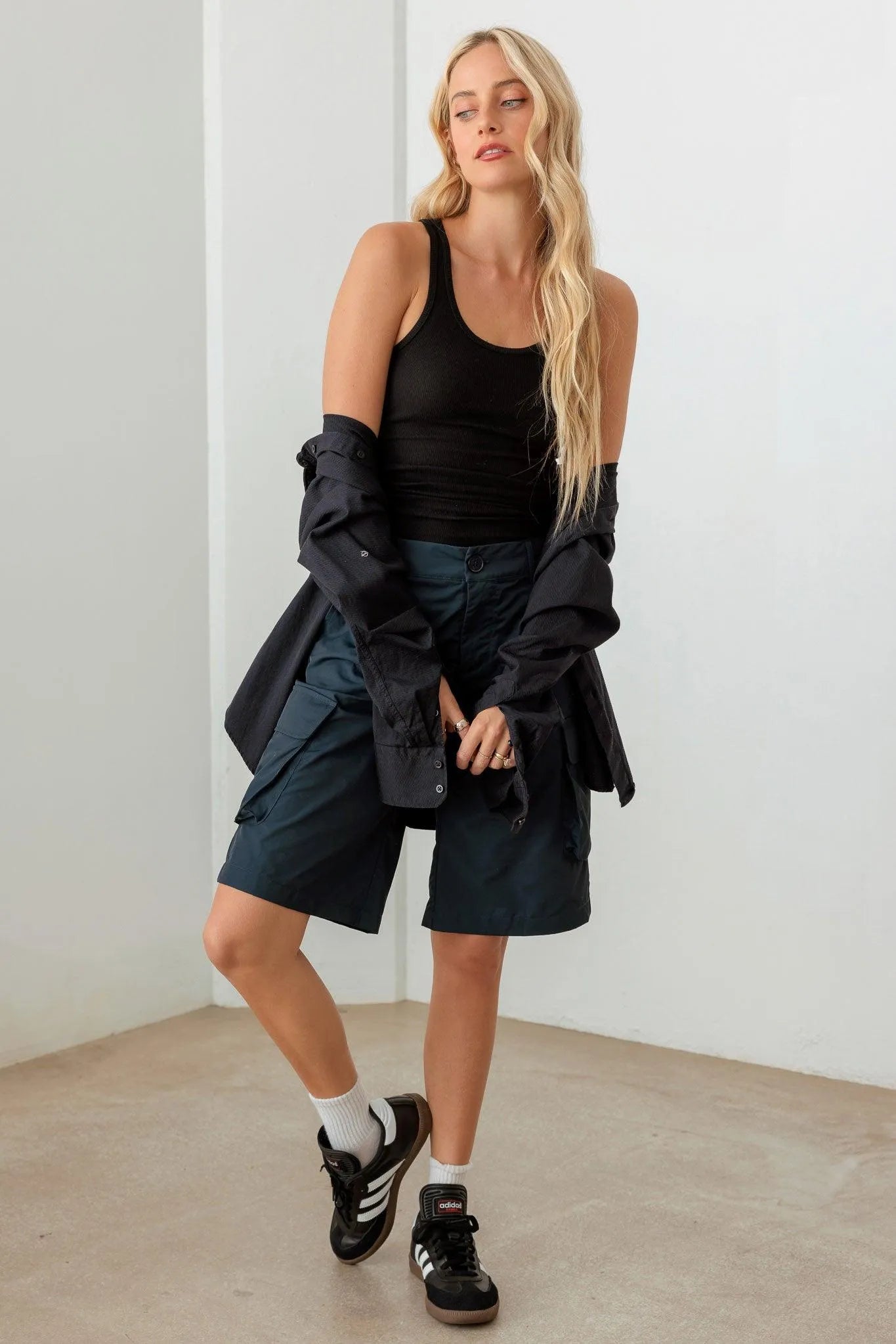 Navy Cargo Bermuda Shorts - Tasha Apparel Wholesale