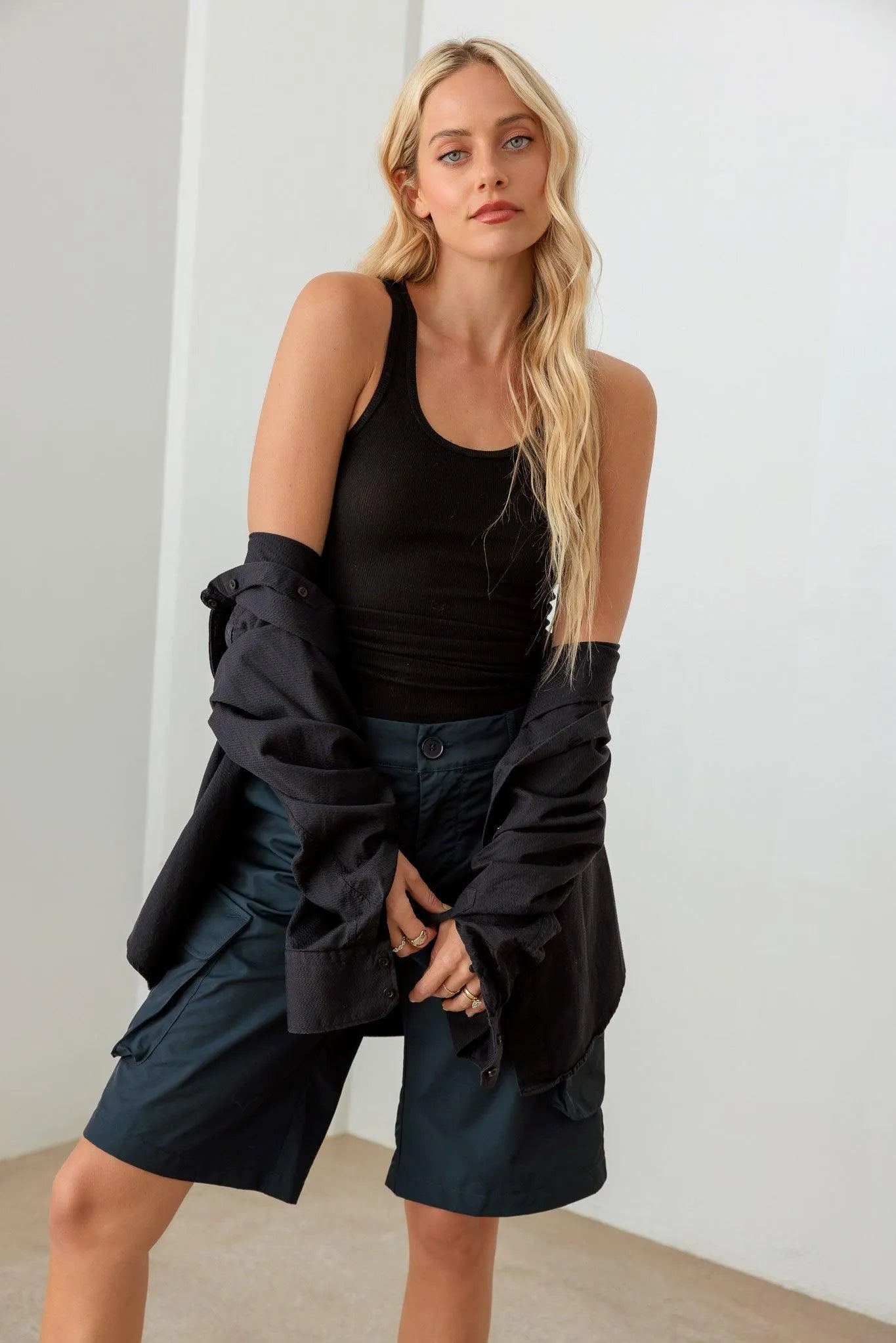 Navy Cargo Bermuda Shorts - Tasha Apparel Wholesale