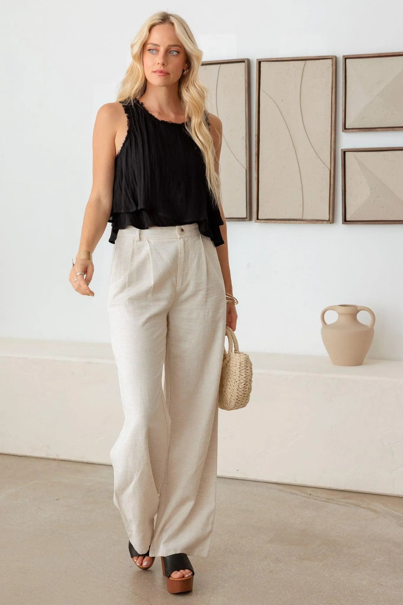Boho Sleeveless Layered Frayed Edges Top - Tasha Apparel Wholesale