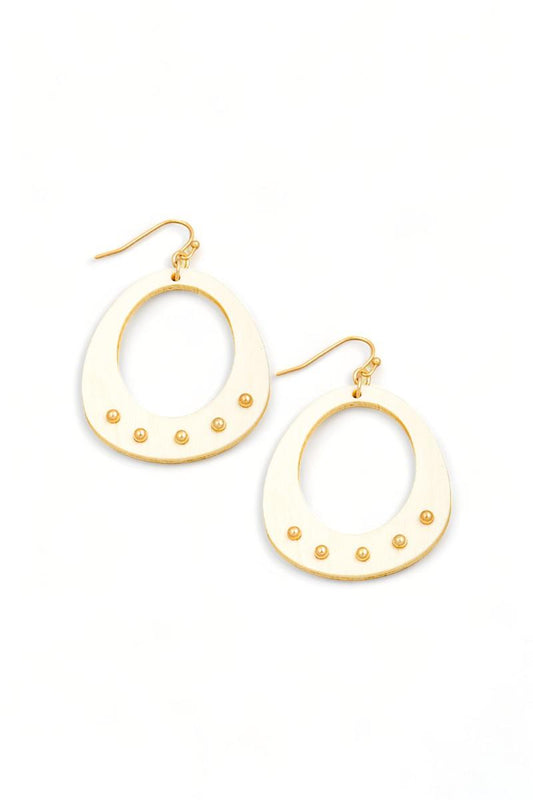 EW71020 Wooden Circle Cutout Drop Earrings - Tasha Apparel Wholesale