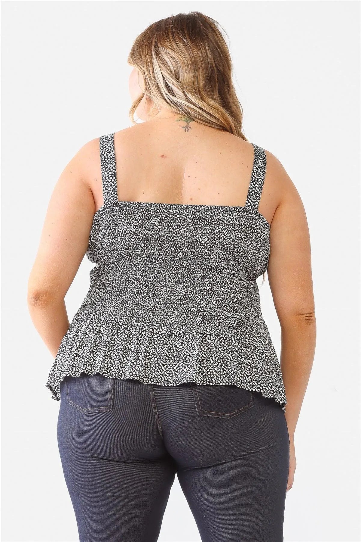 Plus Size Floral Print Tie Detail Ruched Top - Tasha Apparel Wholesale