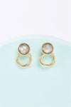 Gold & Green Faux Diamond Multi Ring Drop Earrings /3 Pairs