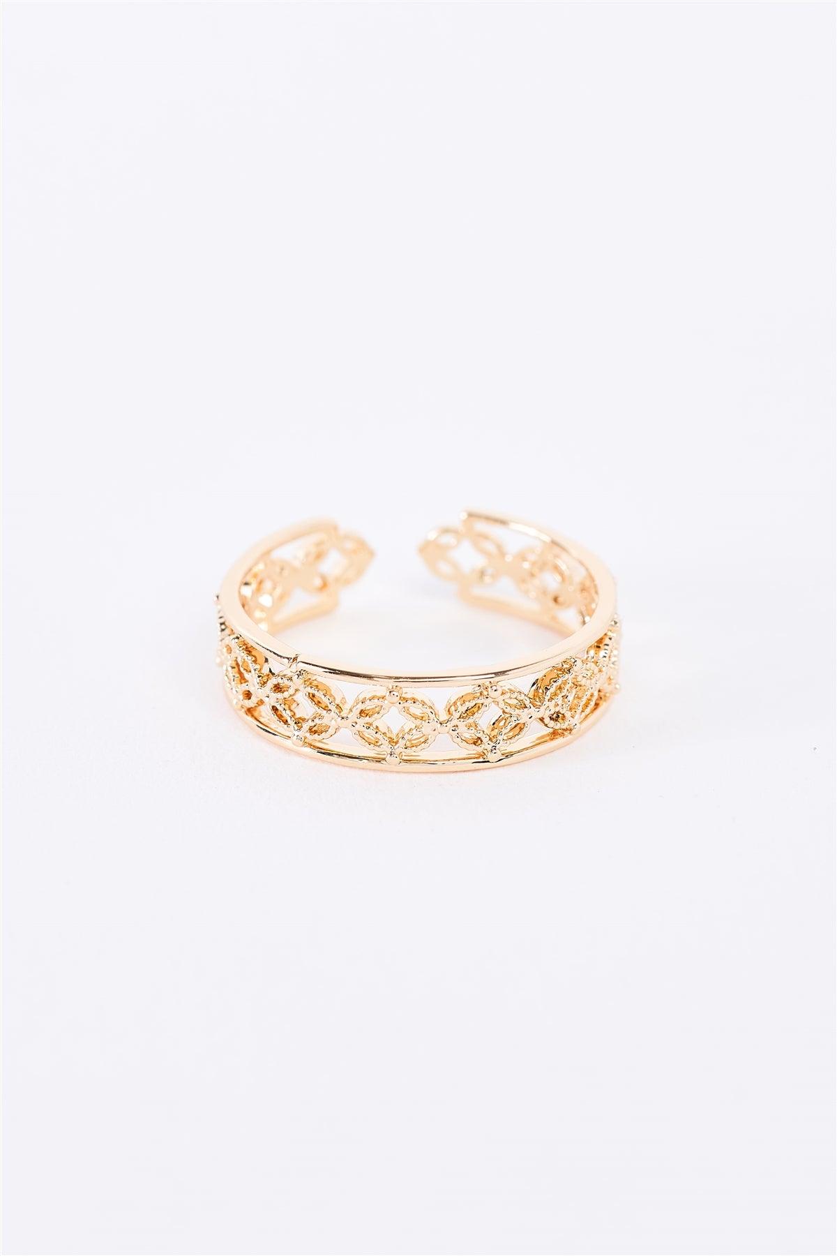 Gold Wide Cut-Out Detail Ring /3 Pieces