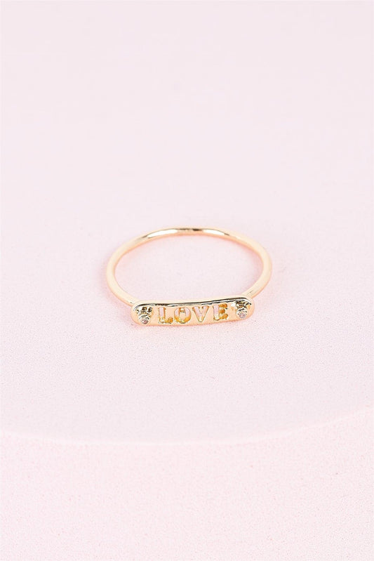 Gold LOVE Cut-Out Graphic Plate Detail Ring /3 Pieces