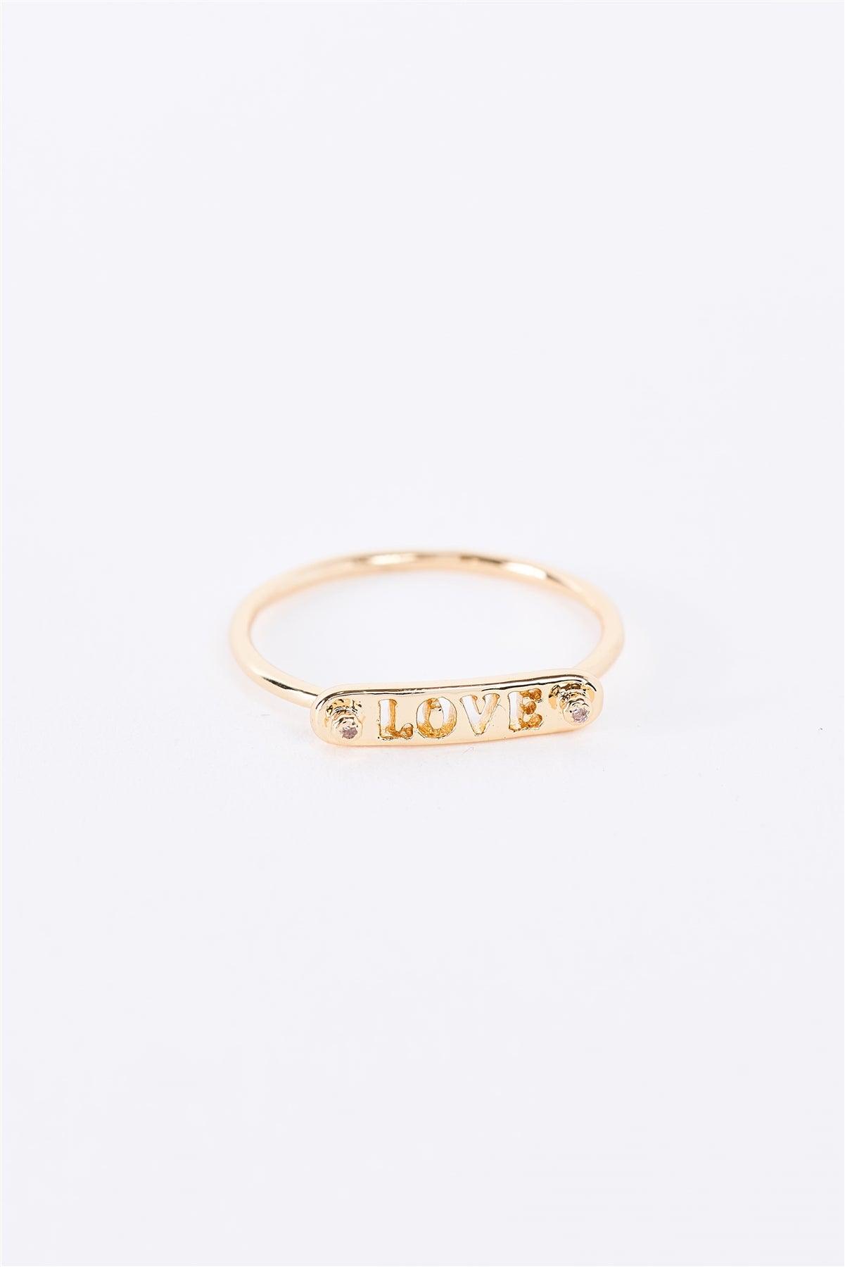Gold LOVE Cut-Out Graphic Plate Detail Ring /3 Pieces