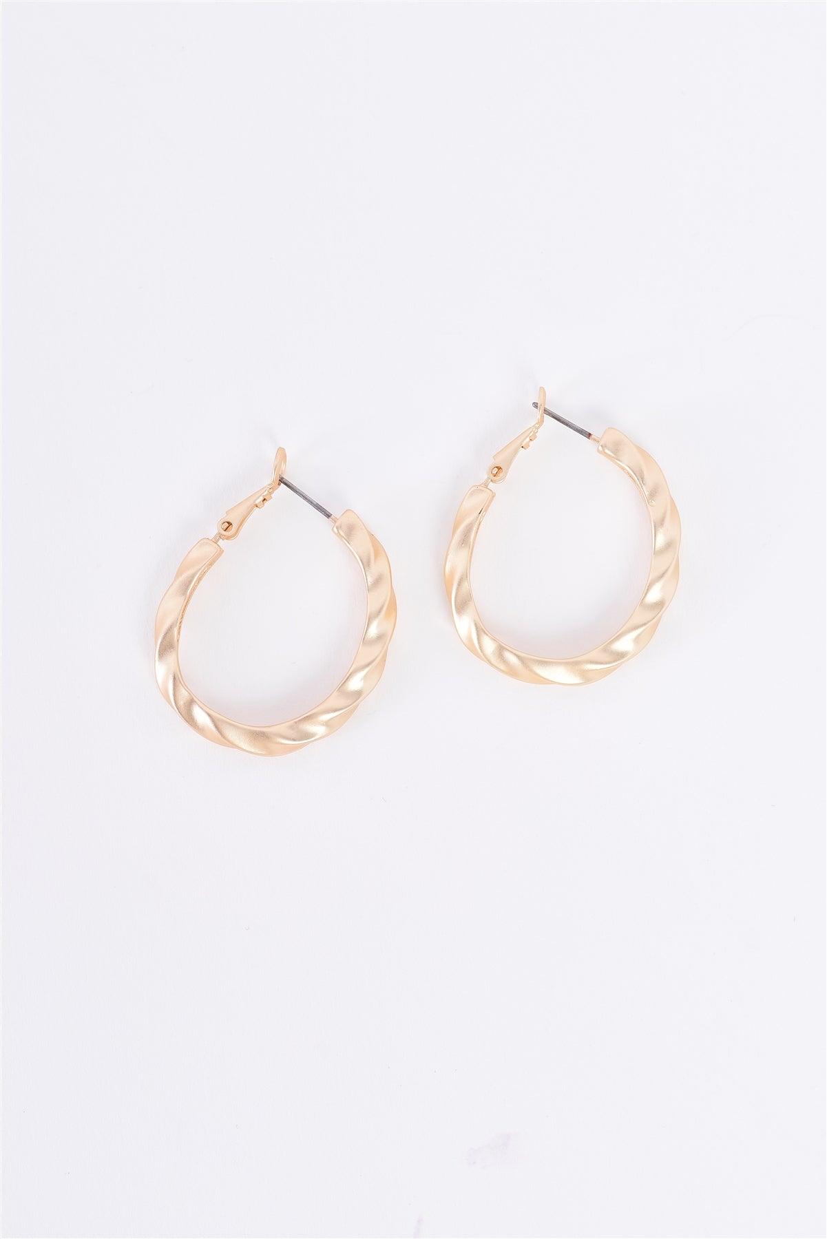 Matte Gold Twisted Hoop Earrings /3 Pairs