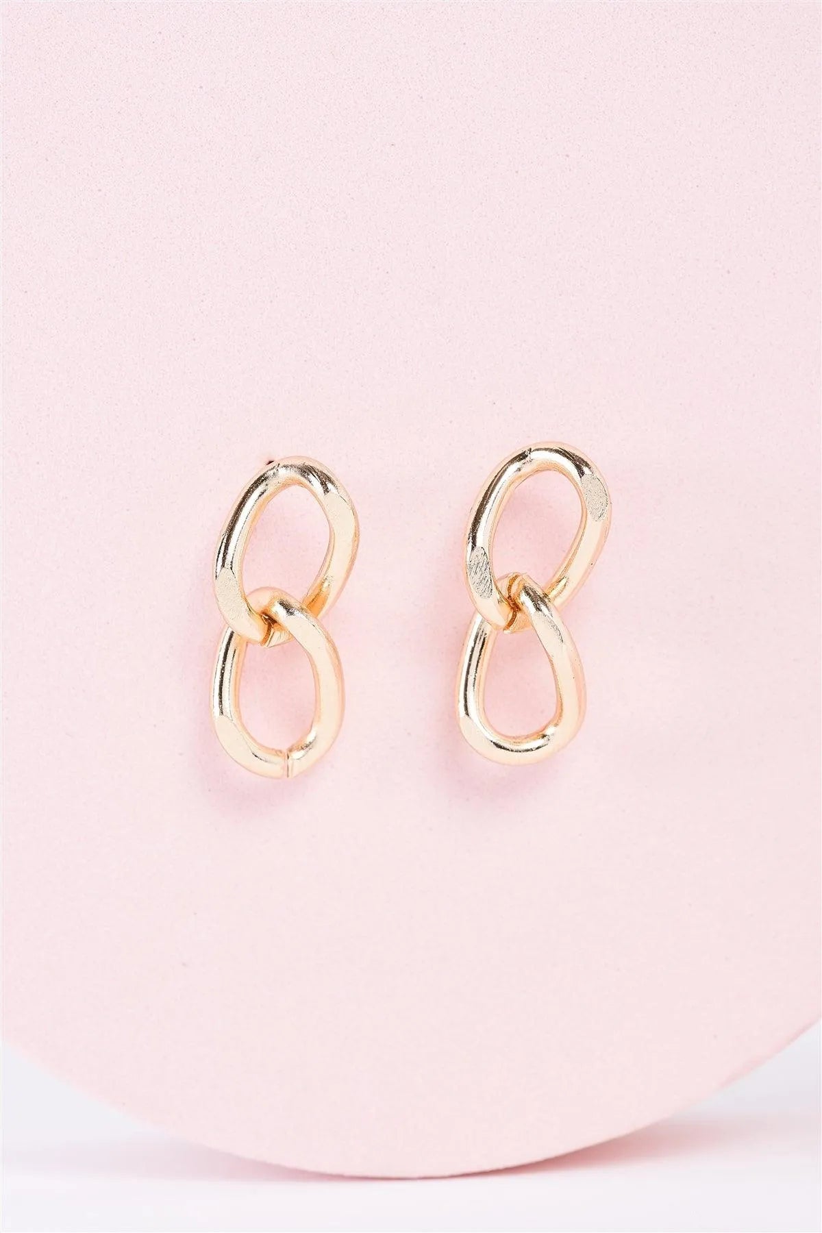 Gold Double Chain Linked Drop Earrings - Tasha Apparel Wholesale