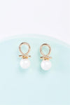 Gold Naughty Loop & Rainbow Pearl Detail Dangle Earrings /3 Pairs