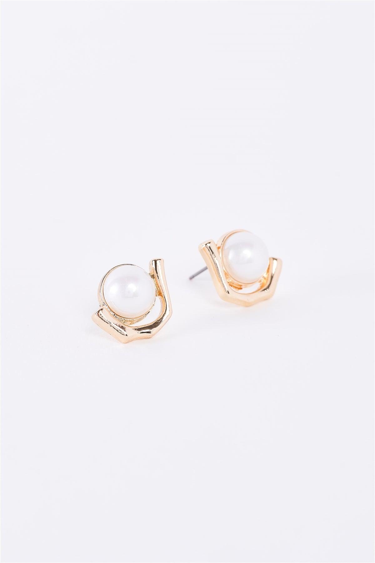 Gond & Pearl Geo Stud Earrings /3 Pairs