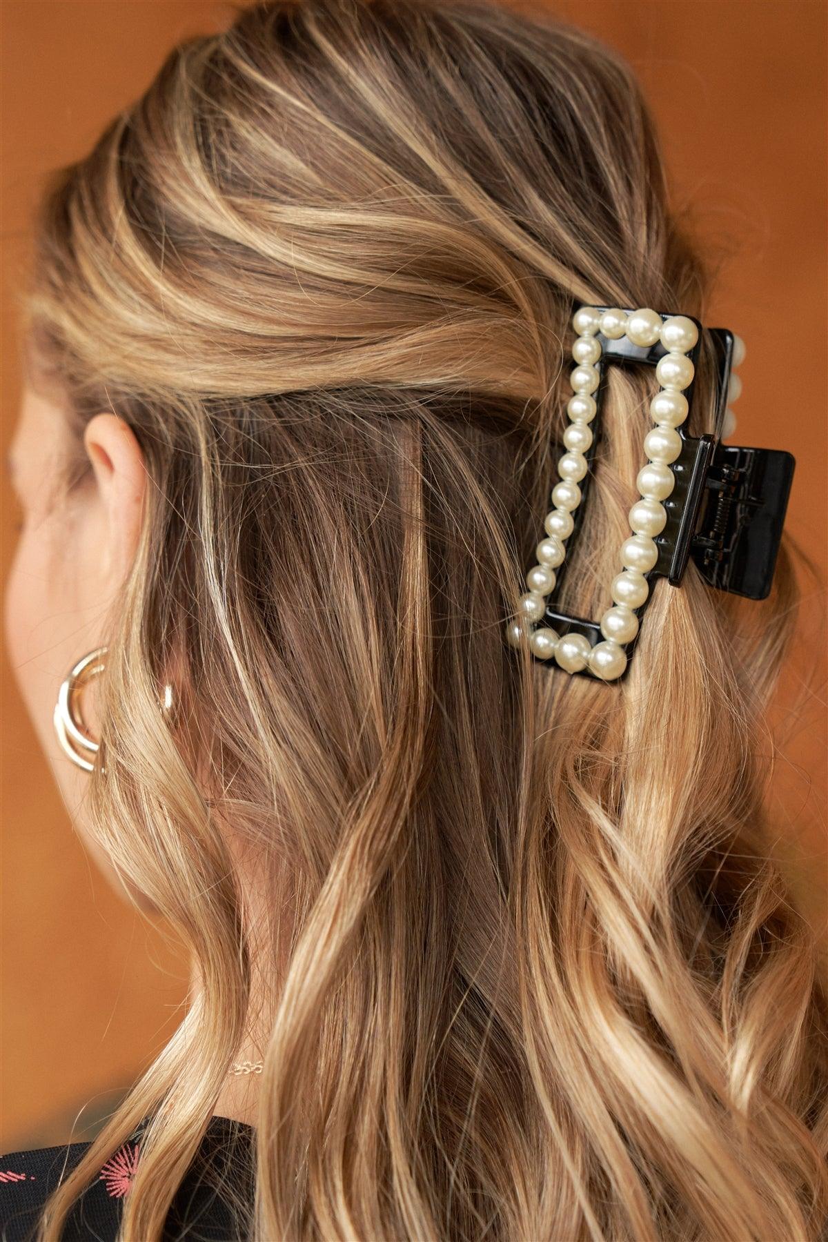 Black Pearl Glossy Clam Hair Clip /3 Pieces