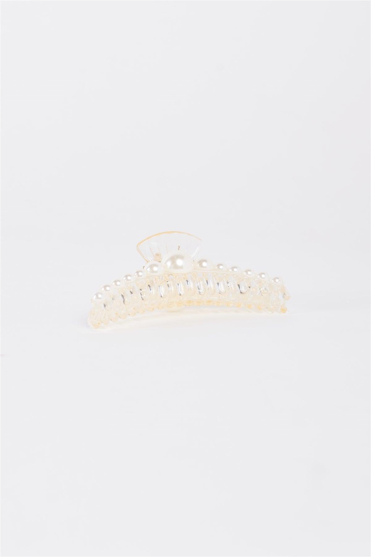 "Mermaid Hairpin" White & Pearl Large Hair Clip /3 Pieces