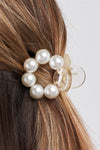White & Pearl Small Circle Hair Clip