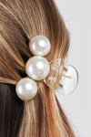 White & Three Pearl Small Hair Clip