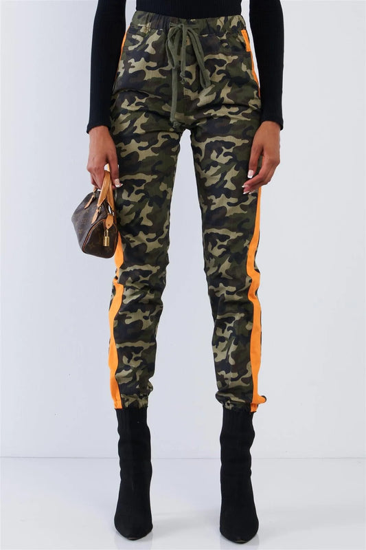 Camo High Waisted Draw String Cargo Pants - Tasha Apparel Wholesale