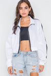 White Colorblock Lightweight Cropped Jacket /2-2-2